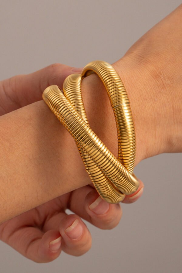 Gold 3 Layers Plated Chunky Alloy Bangle