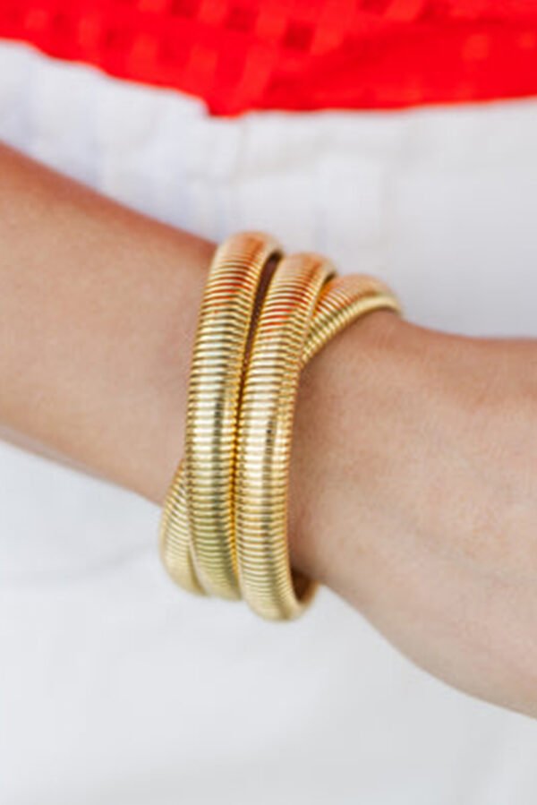 Gold 3 Layers Plated Chunky Alloy Bangle