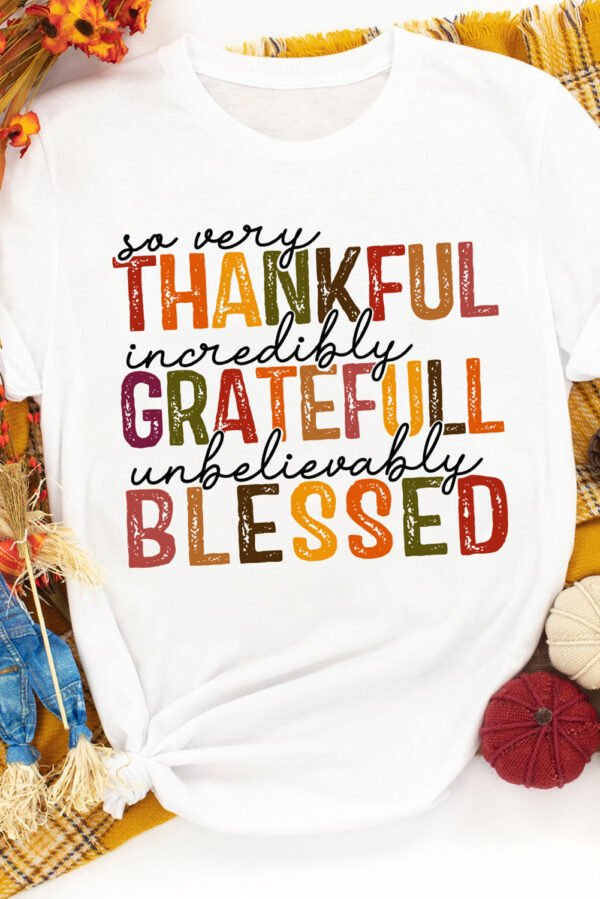 White Thanksgiving Slogan Print Crew Neck T Shirt