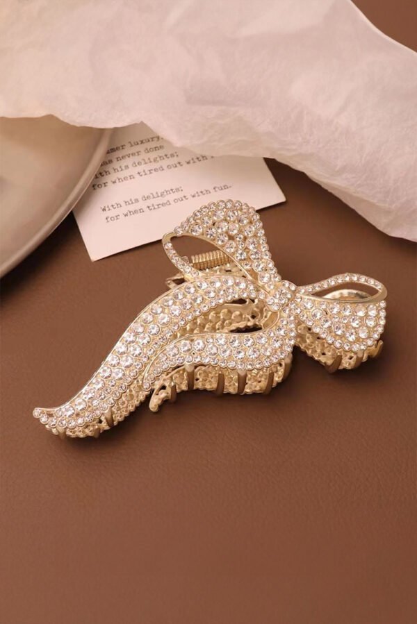 Gold Full Pearl Bow Knot Hair Claw Clip