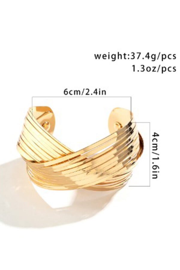 Gold Textured Crossover Metal Cuff Bracelet