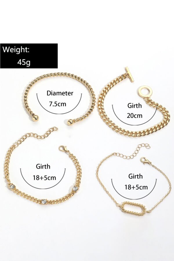 Gold Rhinestone Decor Twist Adjustable Chain Bracelets