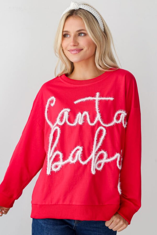 Fiery Red Christmas Santa Baby Tinsel Graphic Sweatshirt