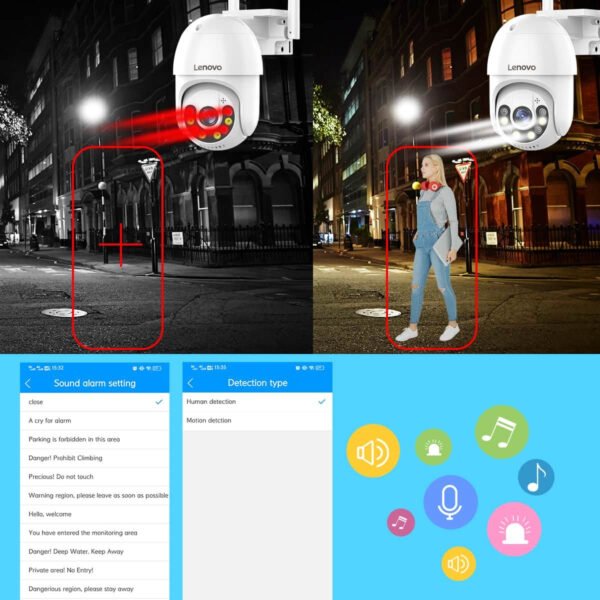 Lenovo 3MP 5MP PTZ WIFI IP Camera Audio CCTV Surveillance Smart Home Outdoor 4X Digital Zoom Color Night vision Waterproof