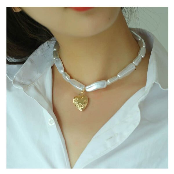 Alloy Love Pendant Pearl Necklace