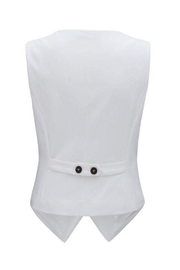 White Solid Color Button up V Neck Suit Vest