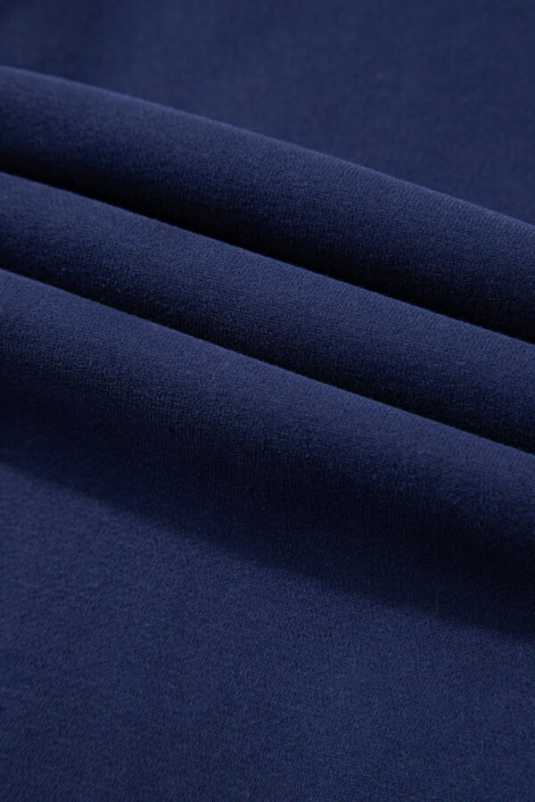 Navy Blue Solid Color Fleece Lined Drawstring Waist Joggers