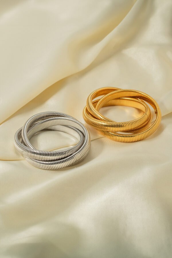 Gold 3 Layers Plated Chunky Alloy Bangle