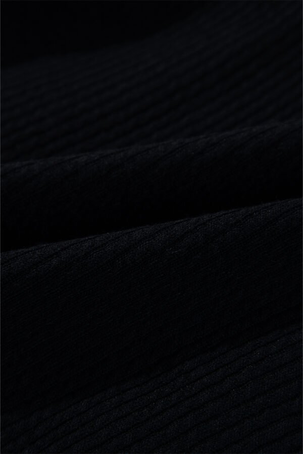 Black Solid Color Corduroy Buttoned Long Sleeve Shacket