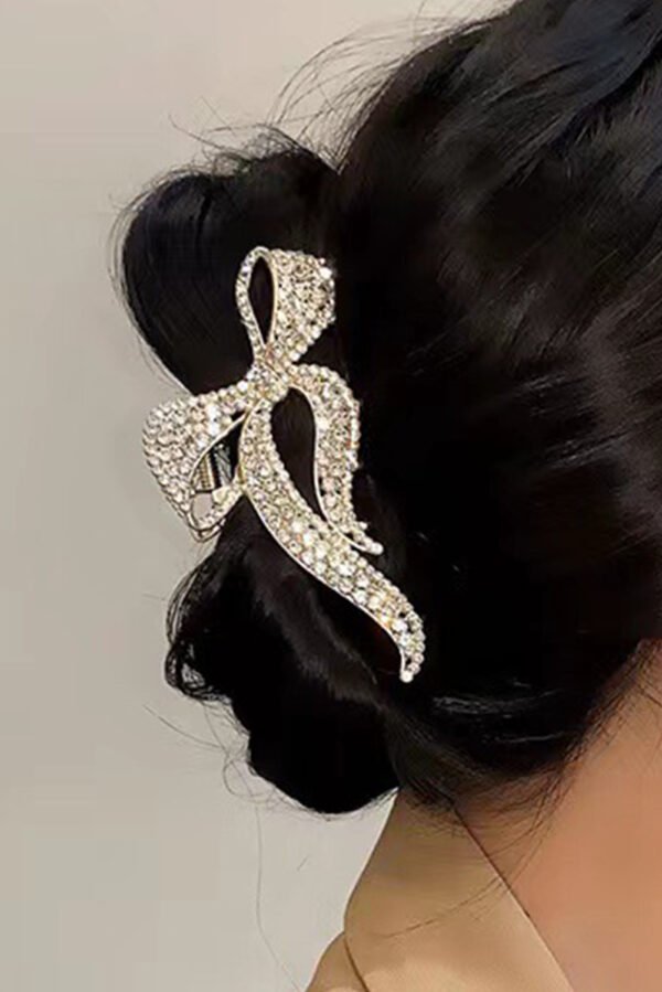 Gold Full Pearl Bow Knot Hair Claw Clip