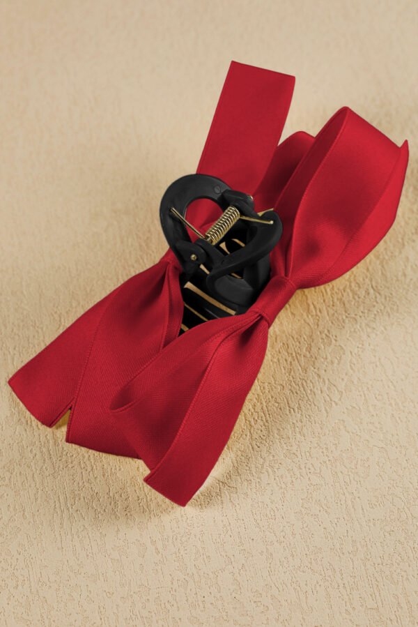 Fiery Red Bow Decor Large Hair Claw Clip