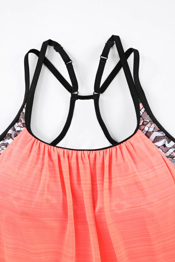 Pink Printed Lined Tankini Swimsuit