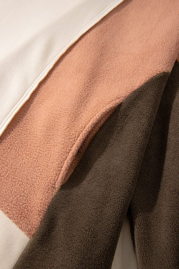 Brown Exposed Seam Colorblock Plus Size Hoodie