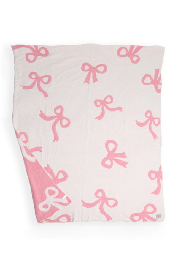 Pink Bow Printed Cozy Soft Throw Blanket