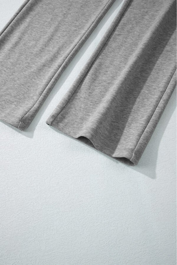 Light Grey Solid Color Fleece Lined Drawstring Waist Casual Pants