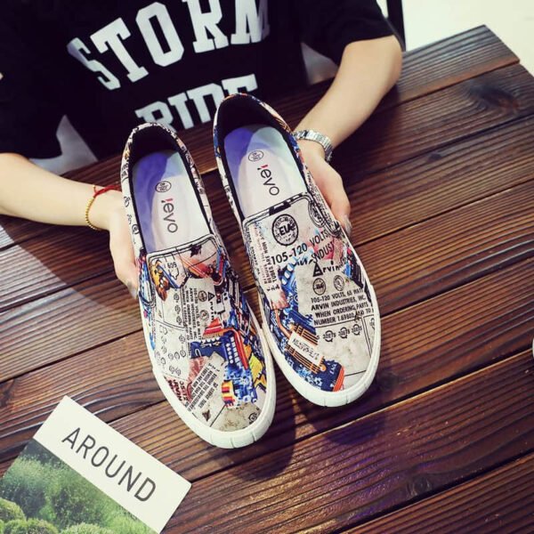 Graffiti Canvas Shoes Men’s Low-cut Korean Youth Men’s Shoes