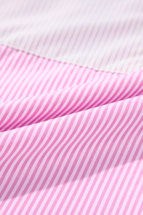 Pink Stripe Print Colorblock Plus Size Shirt