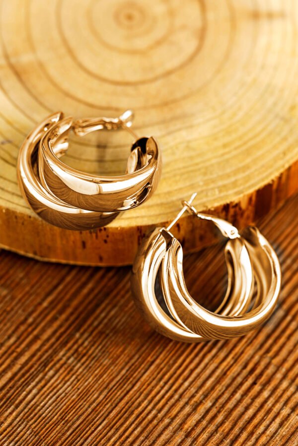 Gold Layered Hoop Studded Earrings