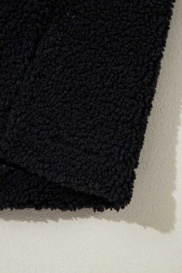 Black Sherpa Stand Collar Jacket Vest