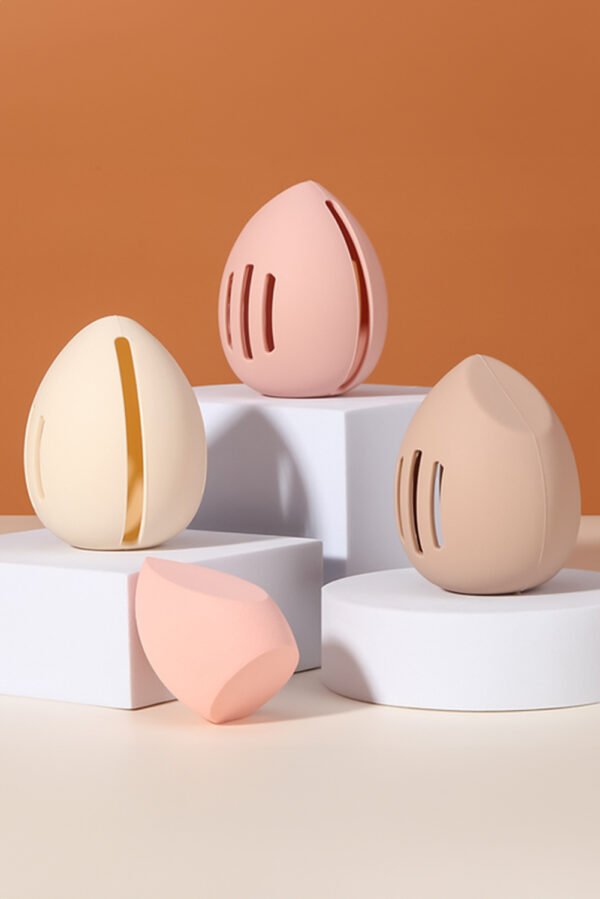 Apricot Pink Hollow Out Silicone Makeup Sponge Storage Bow