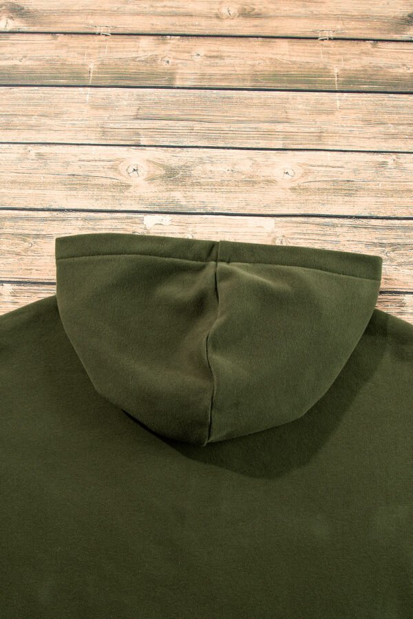 Moss Green Fleece Lined Half Zipper Kangaroo Pockets Loose Hoodie