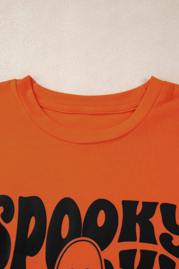 Orange SPOOKY Vibe Ghost Print Crewneck Halloween T Shirt