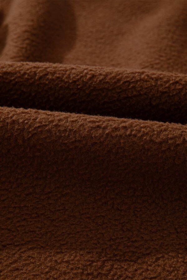 Brown Half Zip Fleece Pullover Sweatshirt