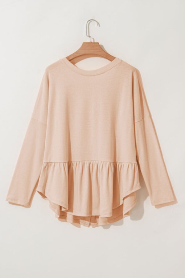 Jet Stream Solid Ruffled Buttoned V Neck Shirt