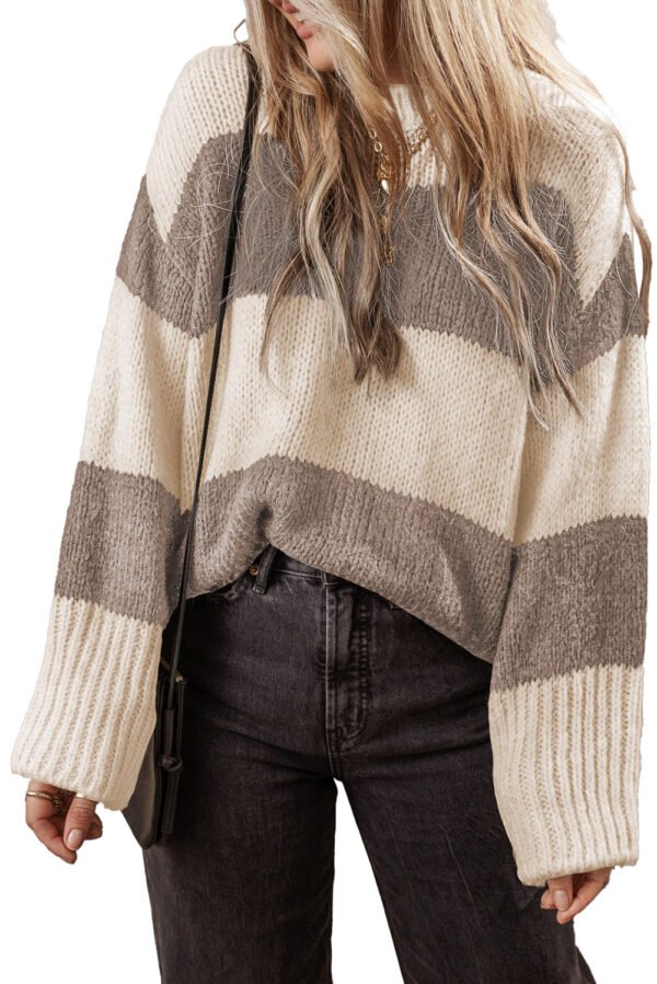 Simply Taupe Colorblock Loose Pullover Sweater