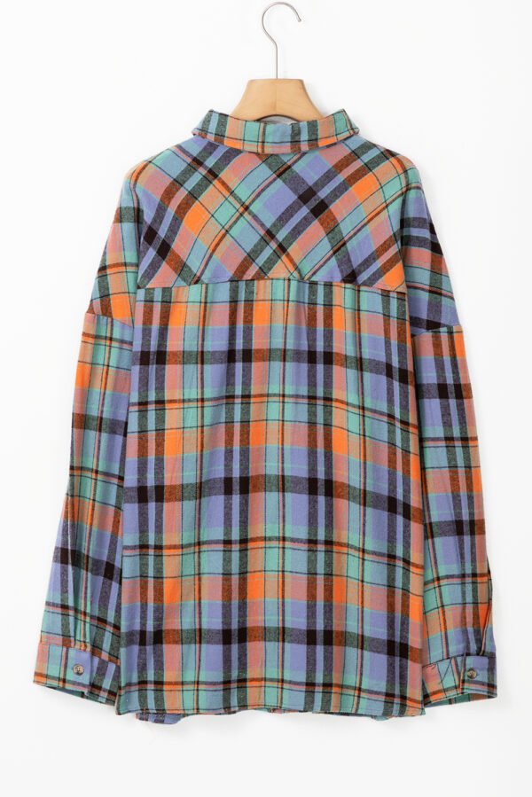 Orange Plus Size Plaid Print Buttoned Shirt