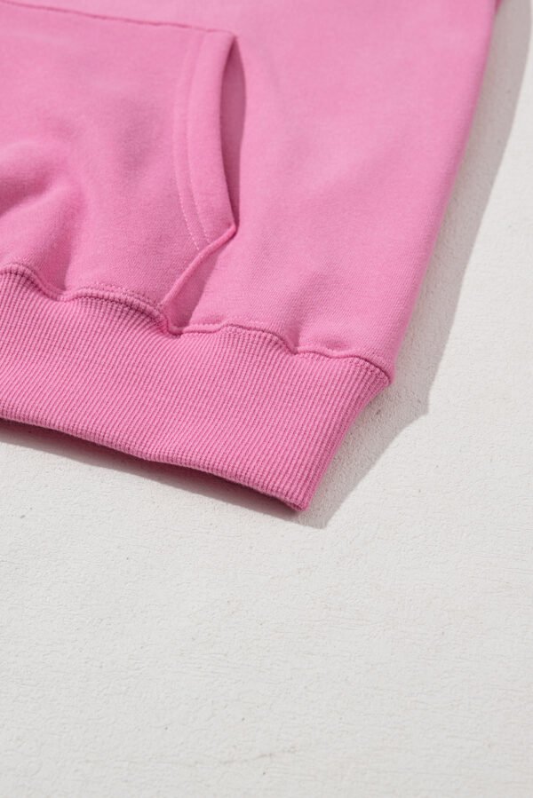 Bonbon Solid Color Fleece Lined Drawstring Hoodie with Pocket