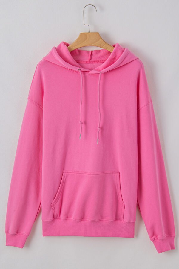 Bonbon Fleece Lined Kangaroo Pocket Drawstring Chunky Hoodie