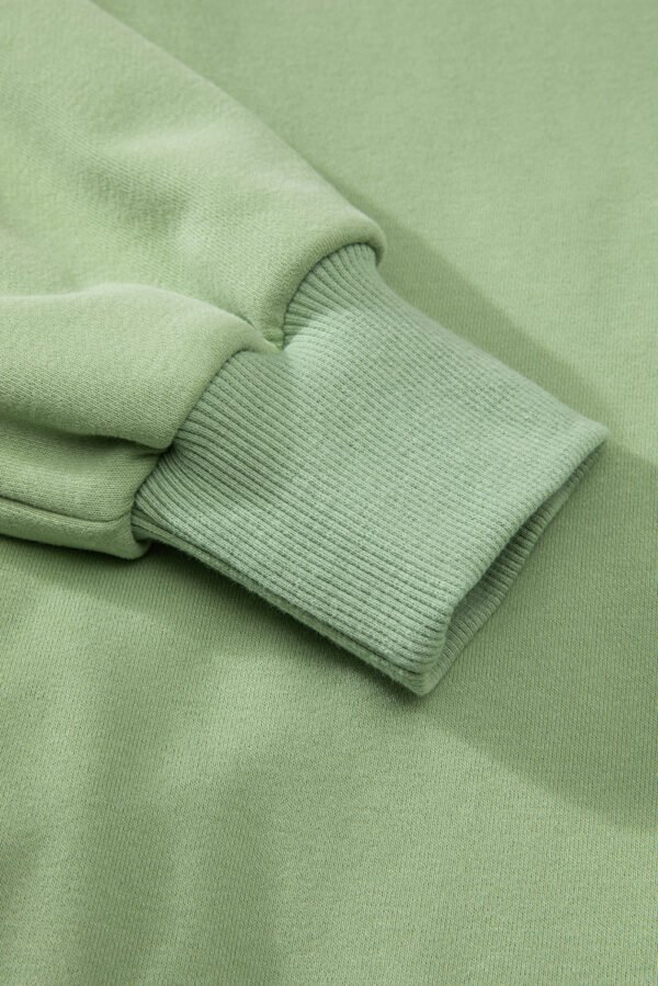 Smoke Green Solid O Neck High Low Hem Pullover Sweatshirt