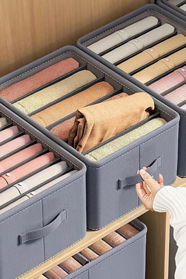 Medium Grey Thickened Compartment Foldable Clothes Storage Box