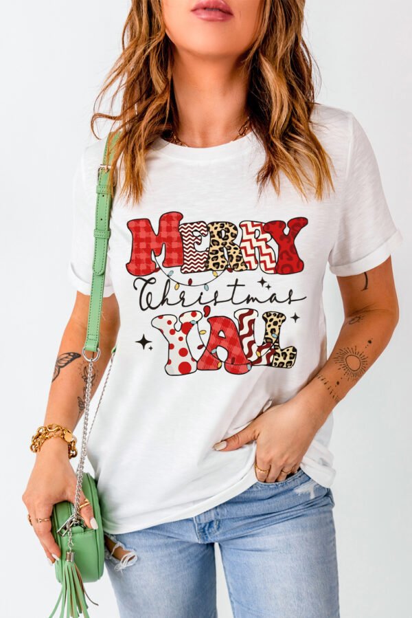 White MERRY Christmas YAll Graphic Crewneck T Shirt