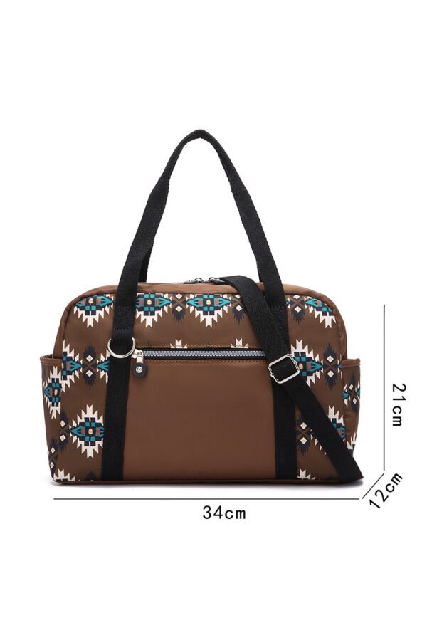 Coffee Western Aztec Print PU Leather Large Travel Duffel Bag