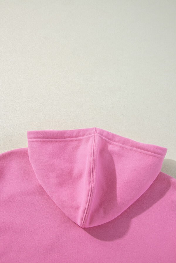 Bonbon Solid Color Fleece Lined Drawstring Hoodie with Pocket