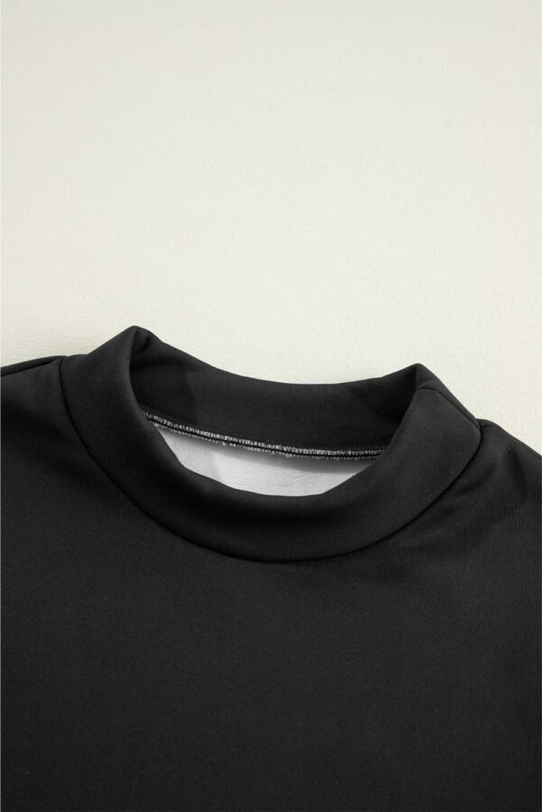 Black Mock Neck Thermal Lined Long Sleeve Tee