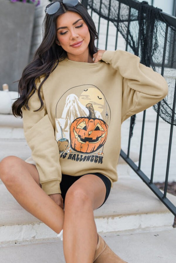 Parchment Spooky Pumpkin Graphic Crewneck Halloween Sweatshirt