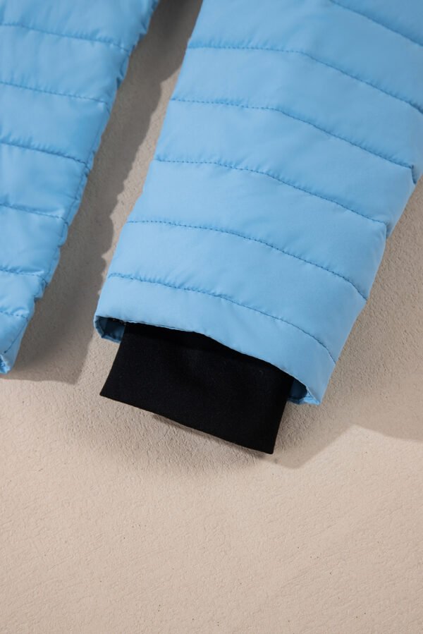 Myosotis Solid Color Quilted Zip-up Puffer Jacket