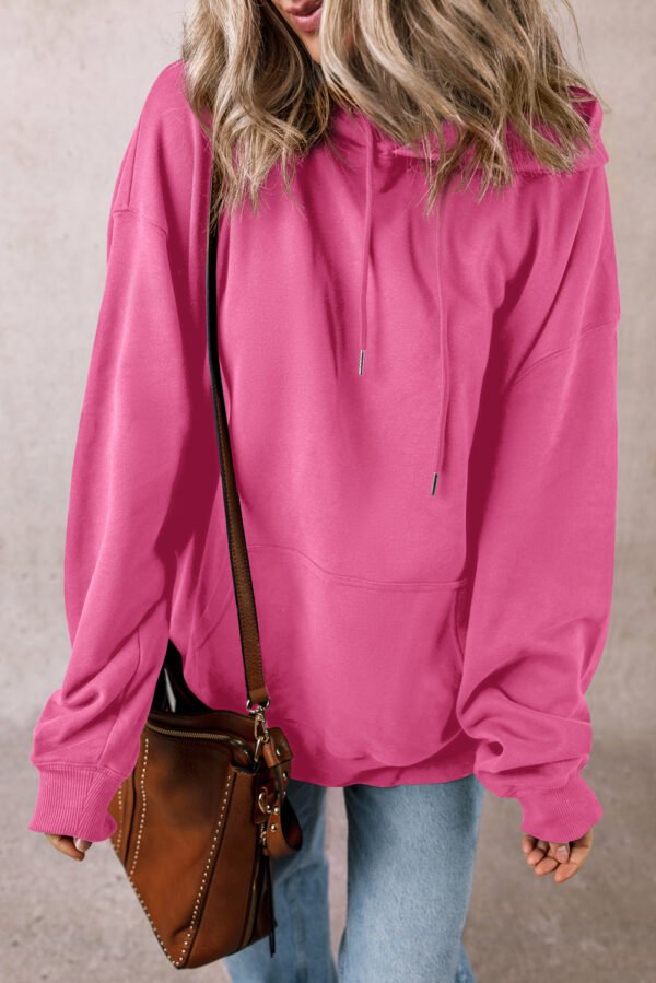 Bonbon Fleece Lined Kangaroo Pocket Drawstring Chunky Hoodie