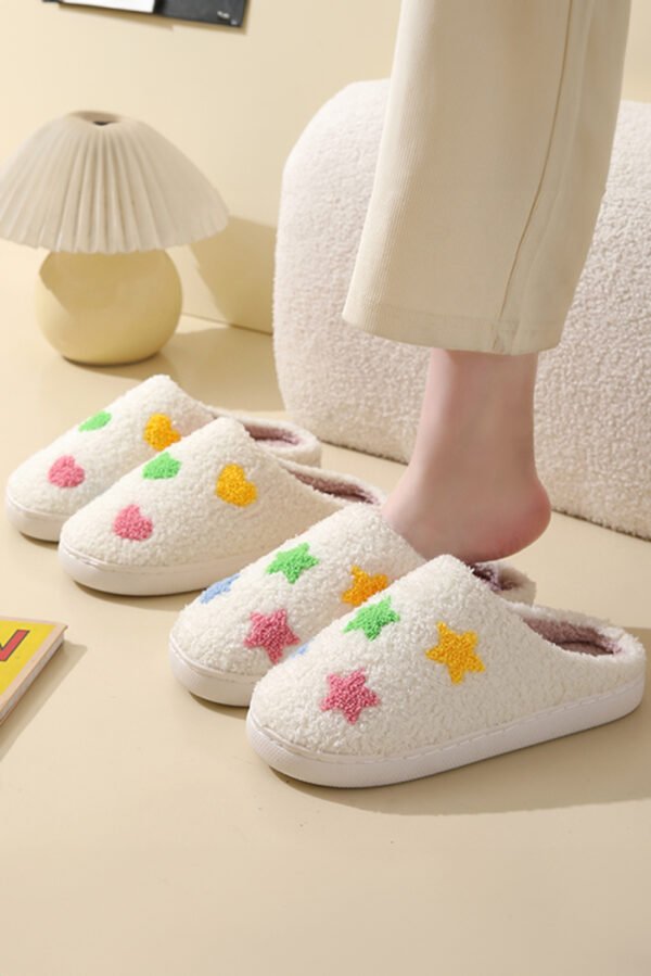 White Star Shape Non-Slip Plush Home Slippers