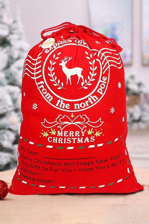 Fiery Red Christmas Graphic Drawstring Gift Sack Bag