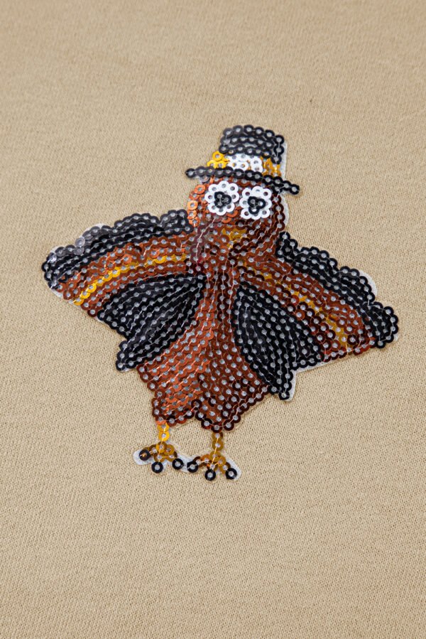 Parchment Shimmering Turkey Pattern Thanksgiving Holiday Sweatshirt