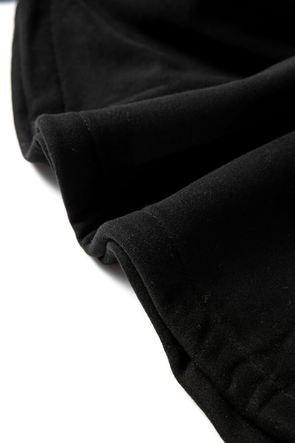 Black Fleece Lined Half Zipper Kangaroo Pockets Loose Hoodie