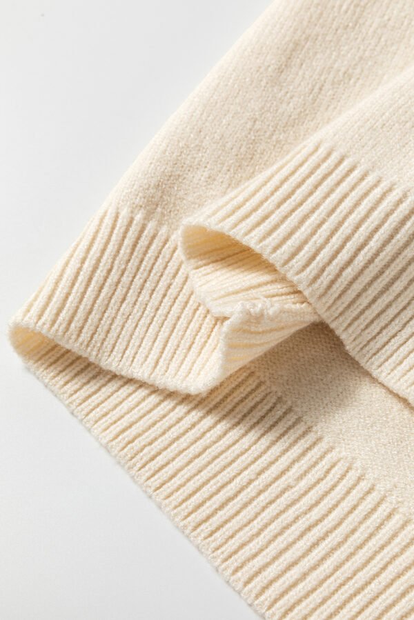 Apricot Pleated Sleeve Hollow Detail Button Sweater Cardigan