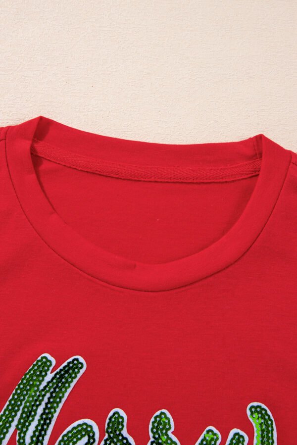 Red Merry Christmas Graphic Crewneck T Shirt