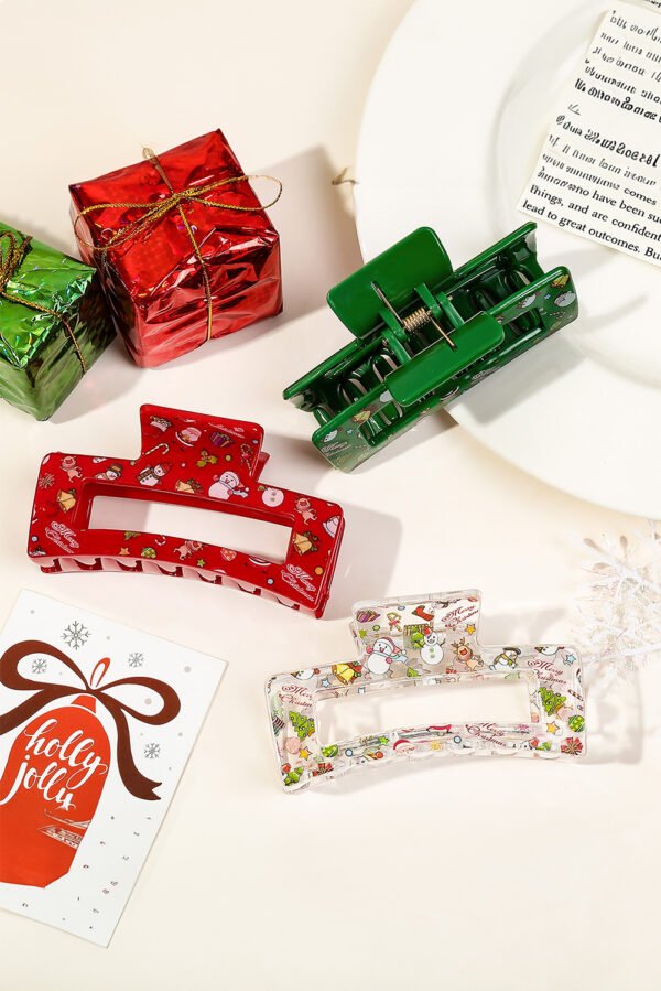 Racing Red Cartoon Christmas Pattern Print Hollow Out Hair Clip