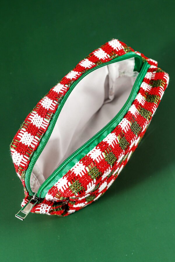 Racing Red Christmas Style Crochet Zipper Square Makeup Bag