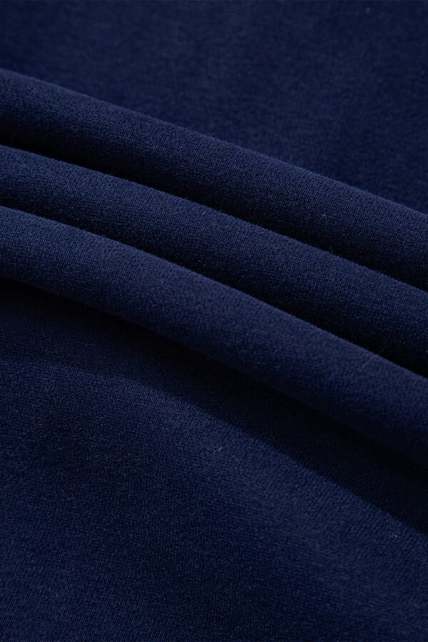 Navy Blue Solid Color Fleece Lined Zip up Hoodie